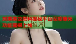 刘惠惠龙黑料揭秘平台深度曝光功能震撼上线