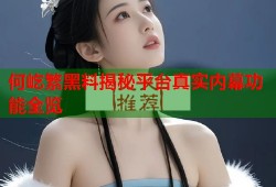 何屹繁黑料揭秘平台真实内幕功能全览